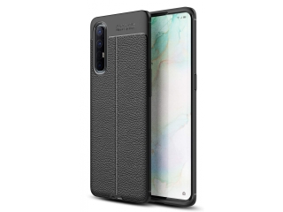 Oppo Find X2 Neo Leder Design Gummi Hülle TPU Cover schwarz