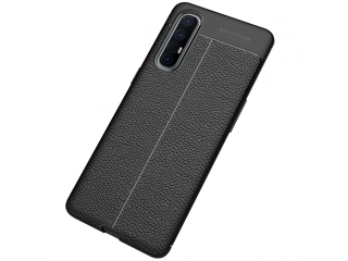 Oppo Find X2 Neo Leder Design Gummi Hülle TPU Cover schwarz