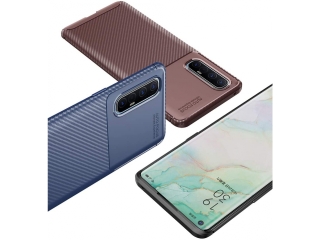 Oppo Find X2 Neo Carbon Design Hülle TPU Case flexibel blau