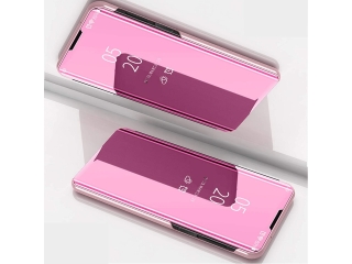 LG K61 Flip Cover Clear View Case transparent rosa