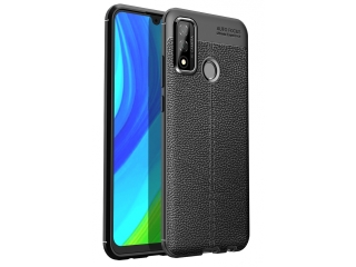 Huawei P Smart 2020 Leder Design Gummi Hülle TPU Cover schwarz