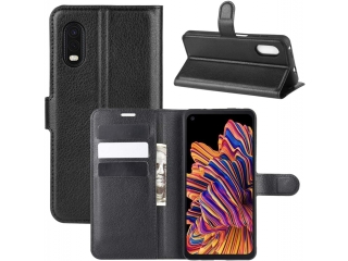 Samsung Galaxy XCover Pro Lederhülle Portemonnaie Karten Etui schwarz