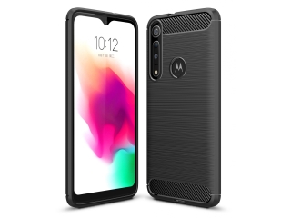 Motorola One Macro Carbon Gummi Hülle TPU Case schwarz