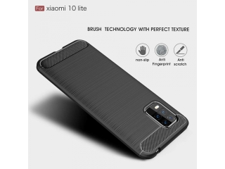 Xiaomi Mi 10 Lite Carbon Gummi Hülle TPU Case schwarz
