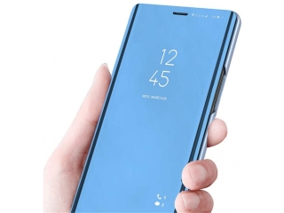 Xiaomi Mi 10 Lite Flip Cover Clear View Case transparent blau