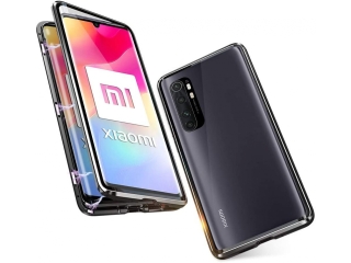 Xiaomi Mi Note 10 Lite Alu Magnetic Glass Case Panzerglas Vorne & Hinten schwarz