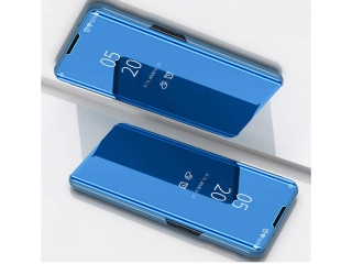 Xiaomi Mi Note 10 Lite Flip Cover Clear View Case transparent blau