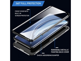 Xiaomi Mi 10 Alu Magnetic Glass Case Panzerglas Vorne & Hinten schwarz