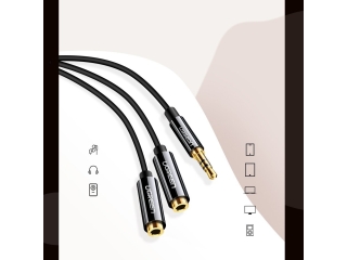 UGREEN Kopfhörer Y Splitter Kabel 3.5 mm Klinken Stecker - schwarz