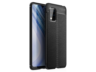 Xiaomi Mi 10 Lite Leder Design Gummi Hülle TPU Cover schwarz