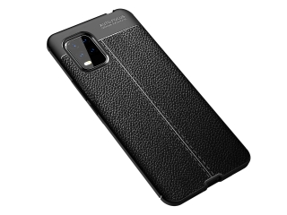 Xiaomi Mi 10 Lite Leder Design Gummi Hülle TPU Cover schwarz