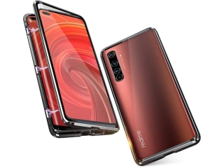 Realme X50 Pro 5G Alu Magnetic Glass Case Panzerglas Vorne & Hinten schwarz
