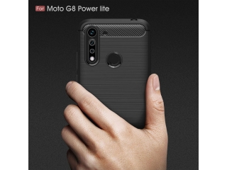 Motorola Moto G8 Power Lite Carbon Gummi Hülle TPU Case schwarz