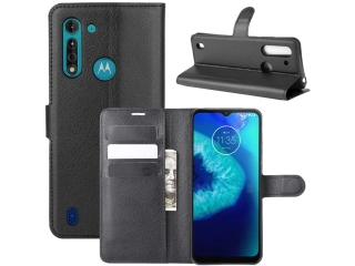 Motorola Moto G8 Power Lite Lederhülle Portemonnaie Karten Etui schwarz