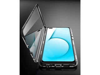 Realme X50 5G Alu Magnetic Glass Case Panzerglas Vorne & Hinten schwarz