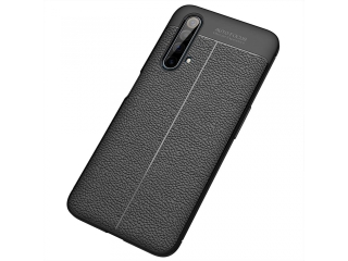 Realme X50 5G Leder Design Gummi Hülle TPU Cover schwarz
