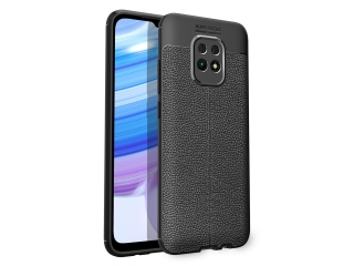 Xiaomi Redmi 10X 5G Leder Design Gummi Hülle TPU Cover schwarz