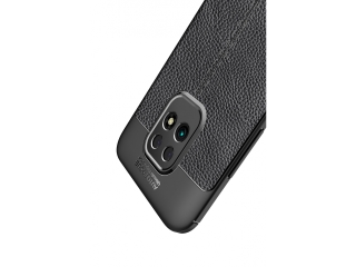 Xiaomi Redmi 10X 5G Leder Design Gummi Hülle TPU Cover schwarz