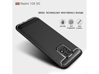 Xiaomi Redmi 10X 5G Carbon Gummi Hülle TPU Case schwarz