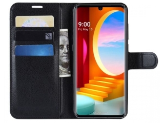 LG Velvet Lederhülle Portemonnaie Karten Etui schwarz