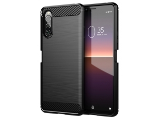 Sony Xperia 10 II Carbon Gummi Hülle TPU Case schwarz