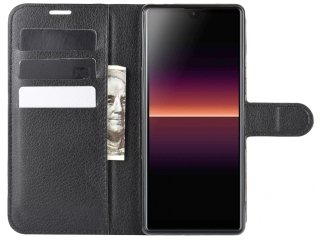 Sony Xperia L4 Lederhülle Portemonnaie Karten Etui schwarz