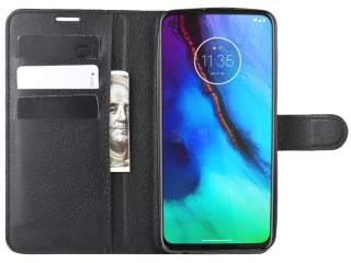 Motorola Moto G Pro Lederhülle Portemonnaie Karten Etui schwarz