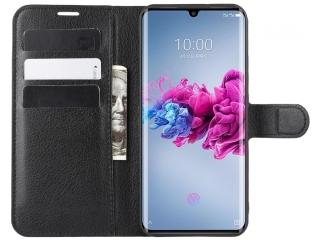 ZTE Axon 11 Lederhülle Portemonnaie Karten Etui schwarz