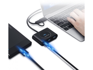 UGREEN 4-Port USB Hub mit 4x USB 3.0 Anschlüssen schwarz