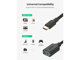 UGREEN Kurzes USB-C auf USB 3.0 Adapter Kabel Konverter 15 cm schwarz