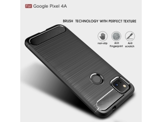 Google Pixel 4a Carbon Gummi Hülle TPU Case schwarz