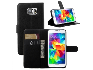 Samsung Galaxy S6 Lederhülle Portemonnaie Karten Etui schwarz