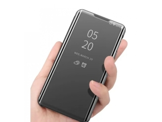 Huawei P40 Lite E Flip Cover Clear View Case transparent blau