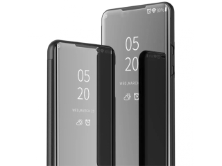 Oppo A9 2020 Flip Cover Clear View Case transparent schwarz