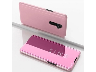 Oppo A9 2020 Flip Cover Clear View Case transparent rosa
