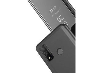 Huawei P Smart 2020 Flip Cover Clear View Case transparent schwarz