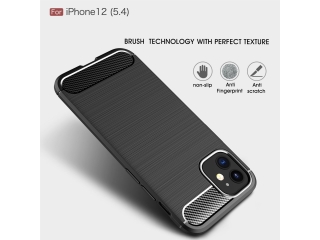 Apple iPhone 12 mini Carbon Gummi Hülle TPU Case schwarz