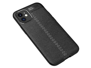 Apple iPhone 12 mini Leder Design Gummi Hülle TPU Cover schwarz
