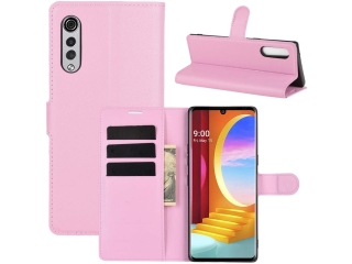 LG Velvet Lederhülle Portemonnaie Karten Etui rosa