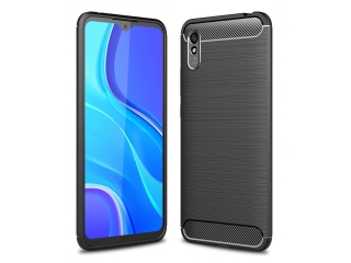 Xiaomi Redmi 9A Carbon Gummi Hülle TPU Case schwarz