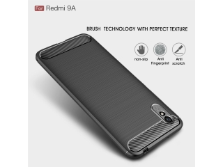 Xiaomi Redmi 9A Carbon Gummi Hülle TPU Case schwarz