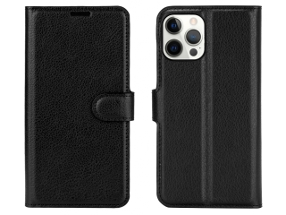 Apple iPhone 12 Pro Lederhülle Portemonnaie Karten Etui schwarz