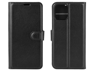 Apple iPhone 12 Pro Max Lederhülle Portemonnaie Karten Etui schwarz