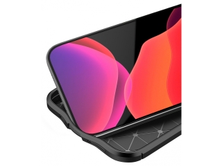 Apple iPhone 12 Pro Max Leder Design Gummi Hülle TPU Cover schwarz