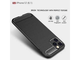 Apple iPhone 12 Pro Max Carbon Gummi Hülle TPU Case schwarz