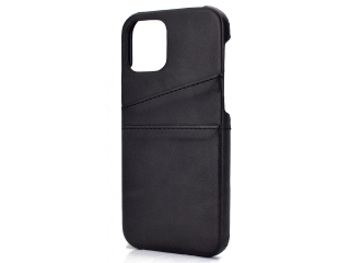 CardCaddy Apple iPhone 12 Leder Backcase mit Kartenfächern schwarz