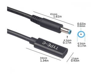 USB-C auf HP Notebook Adapter mit Stecker 4.5 x 3mm, innen 0.6mm