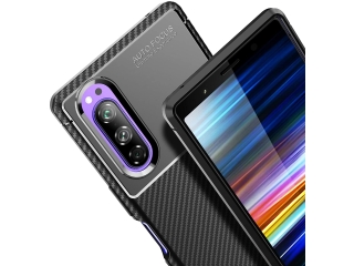 Sony Xperia 5 II Carbon Design Hülle TPU Case flexibel schwarz