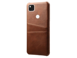 CardCaddy Google Pixel 5 Leder Backcase mit Kartenfächern braun