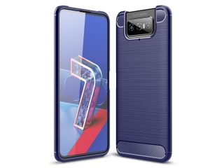 Asus Zenfone 7 / 7 Pro Carbon Gummi Hülle TPU Case blau